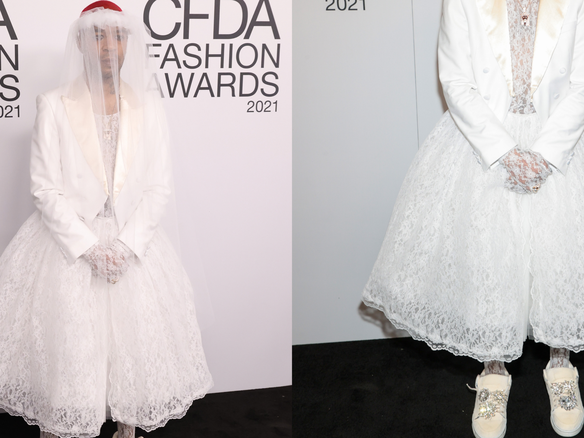 Kid Cudi Wore a White Lace Wedding Dress on the CFDA Awards Red Carpet