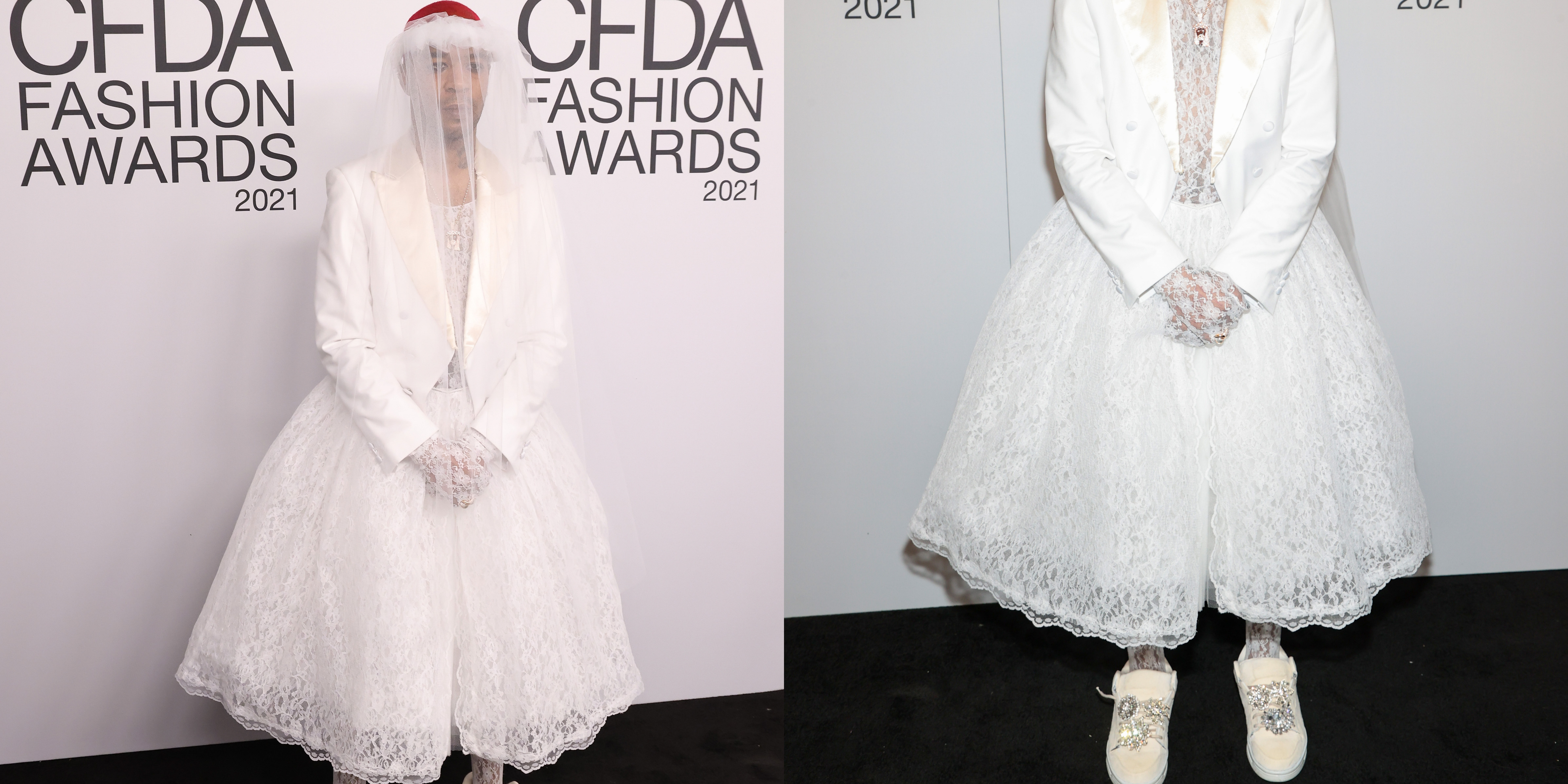 Kid Cudi Walks Down The CFDA Aisle In Custom Wedding Dress