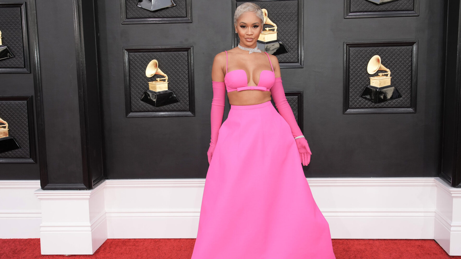 Saweetie Is Pretty In Pink At The 64th Grammy Awards