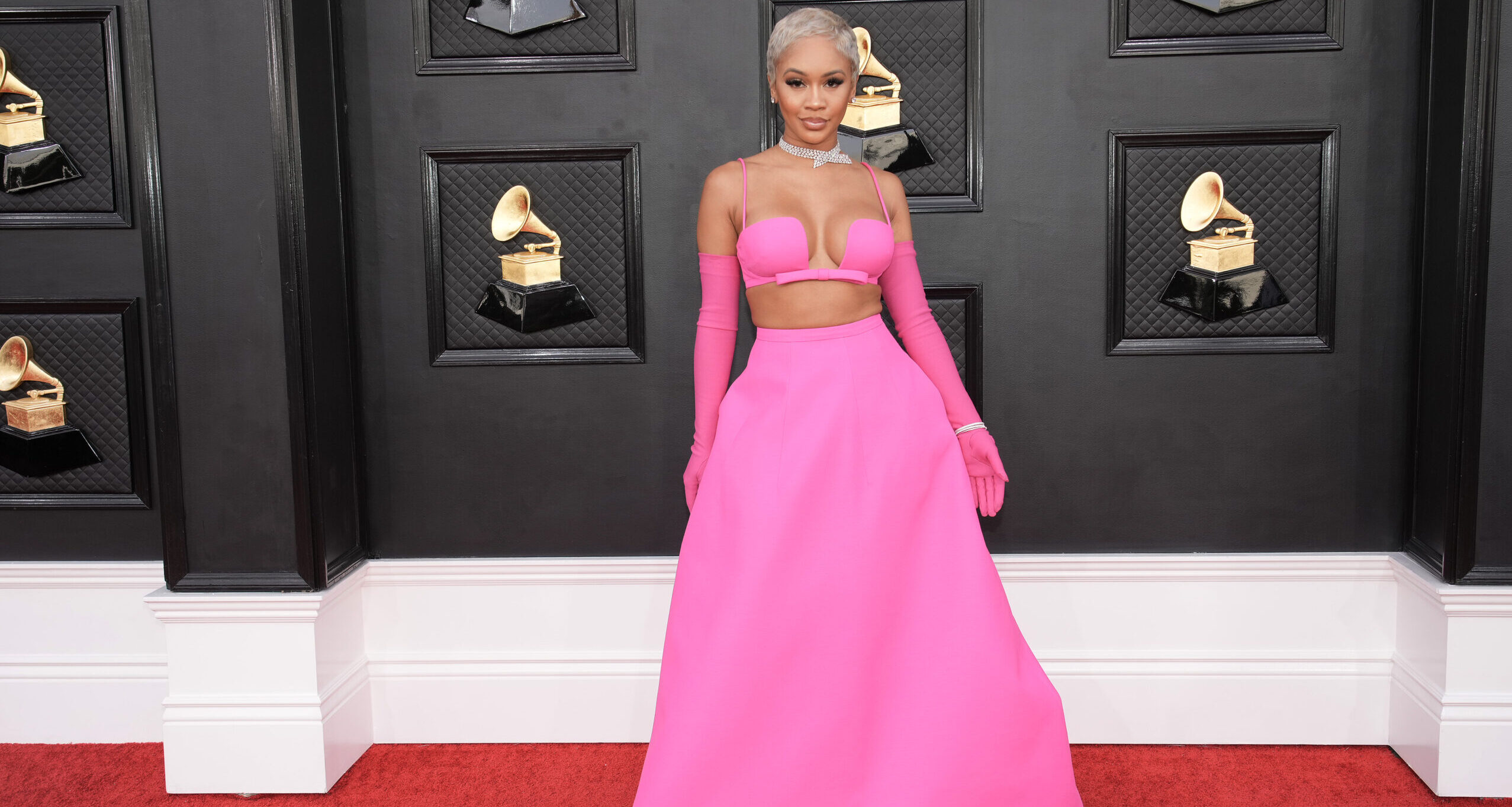 Saweetie Is Pretty In Pink At The 64th Grammy Awards