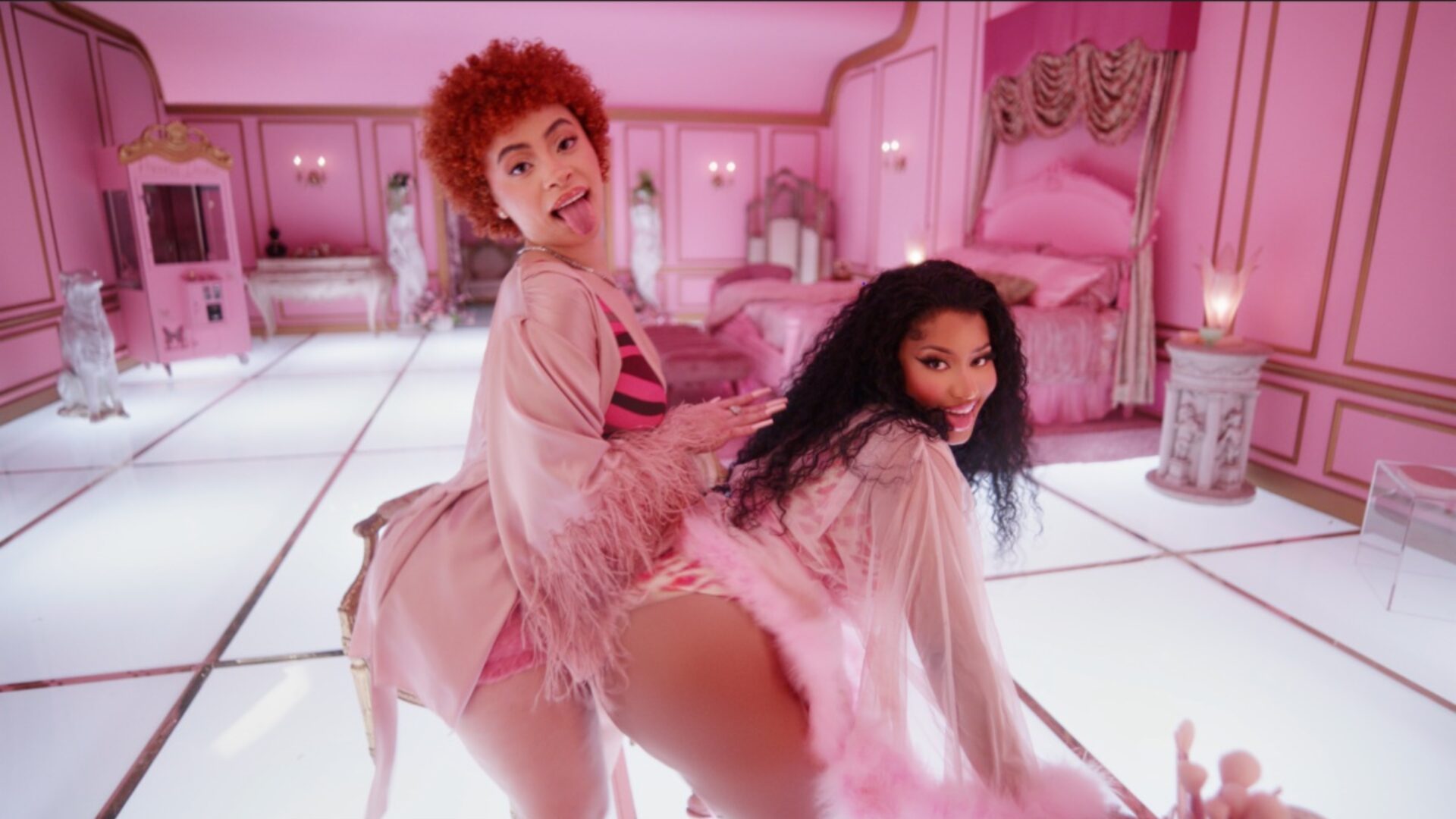 Nicki Minaj And Ice Spice Sit Pretty In Pink In New Music Video 