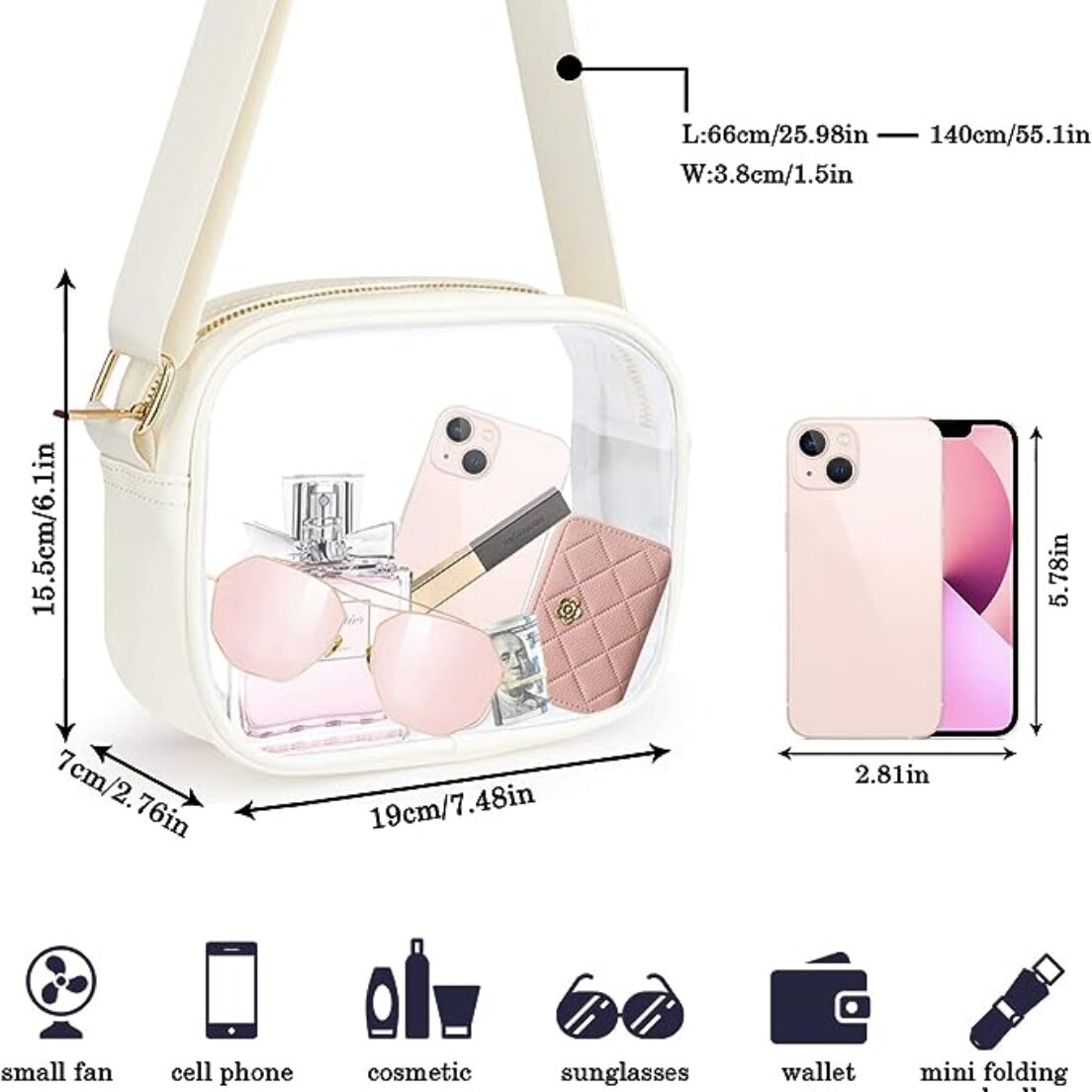  YueBags Small Clear Purse Stadium Approved for Women